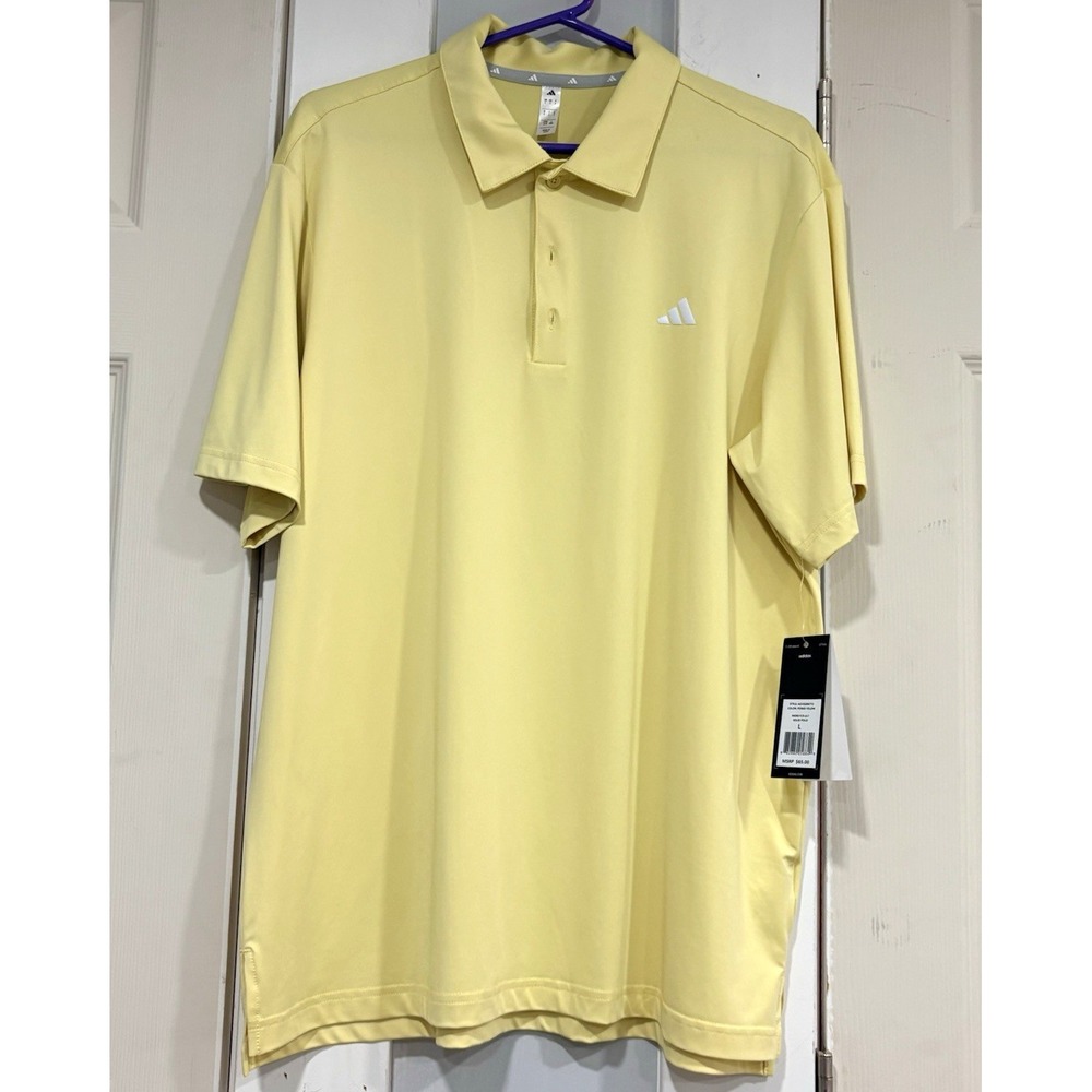adidas Men's Polo Shirt L Yellow Solid Short Sleeve UV Protection MPN ADVS20R772